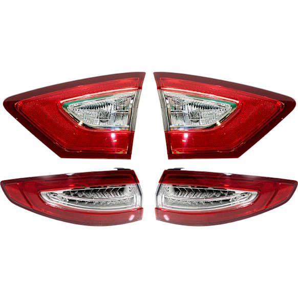 Driver and Passenger Side, Inner and Outer Halogen Tail Light, With bulb(s), OE Replacement,, CAPA Certified