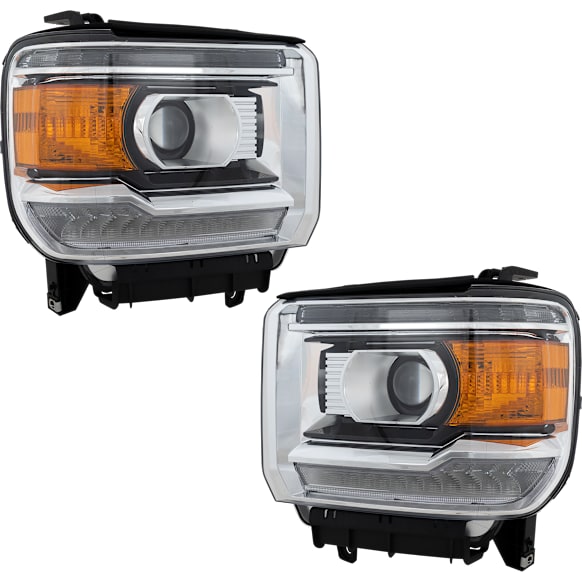 2015-2019 GMC Sierra 2500 HD - Driver and Passenger Side Headlights, with Bulbs, LED, Type 2, CAPA Certified