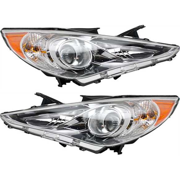 2011-2014 Hyundai Sonata - Driver and Passenger Side Headlights, with Bulbs, Halogen, Sedan, Type 2