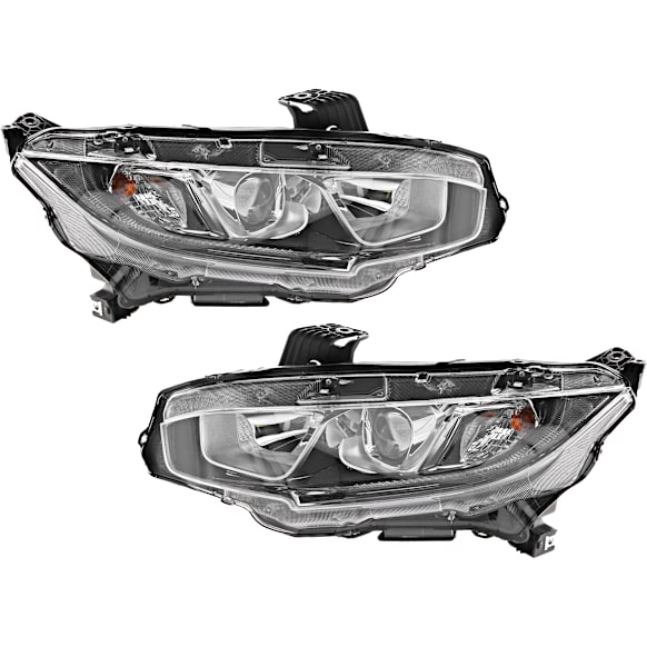 Driver and Passenger Side Halogen Headlight, With bulb(s), OE Replacement