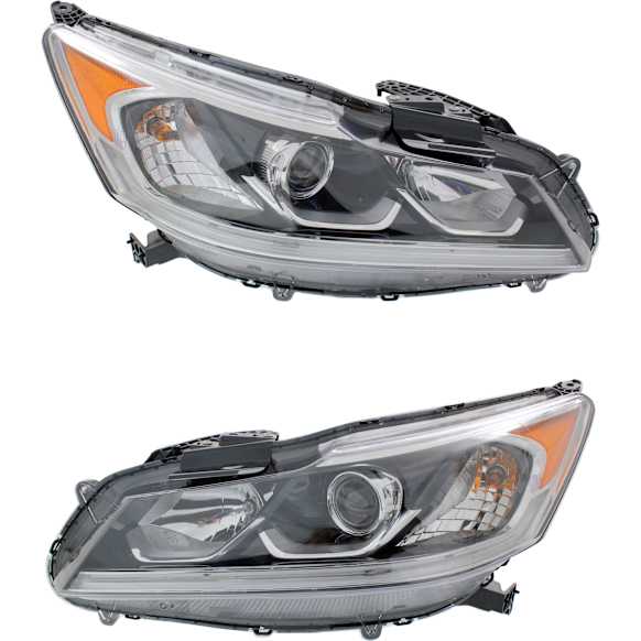 2016-2017 Honda Accord - Driver and Passenger Side Headlights, with Bulbs, Halogen, Sedan, Except Hybrid/LX/Touring Models