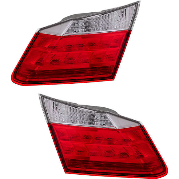 Driver and Passenger Side, Inner Tail Lights, with Bulbs, LED, Sedan, Mounts on Trunk Lid