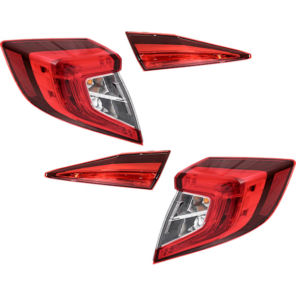Driver and Passenger Side, Inner and Outer Halogen Tail Light, With bulb(s), OE Replacement
