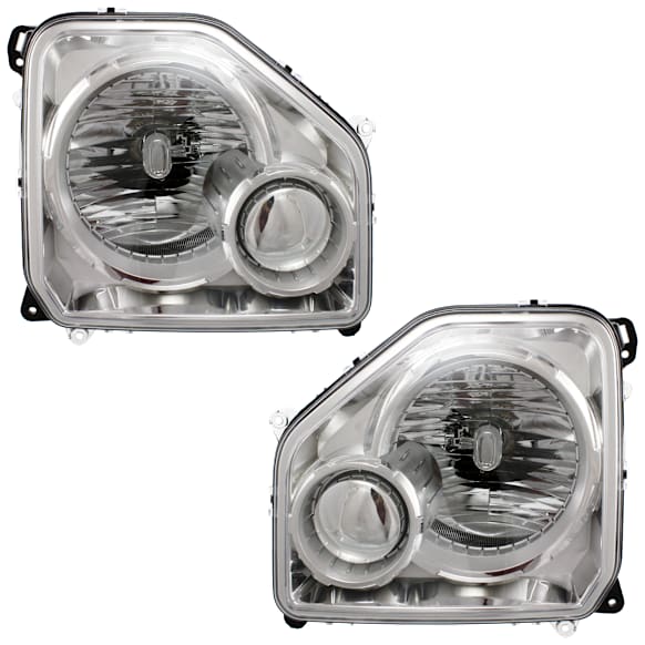 2009 Jeep Liberty - Driver and Passenger Side Halogen Headlight, With bulb(s), For Models Without Black Bezel and Fog Lights, OE Replacement
