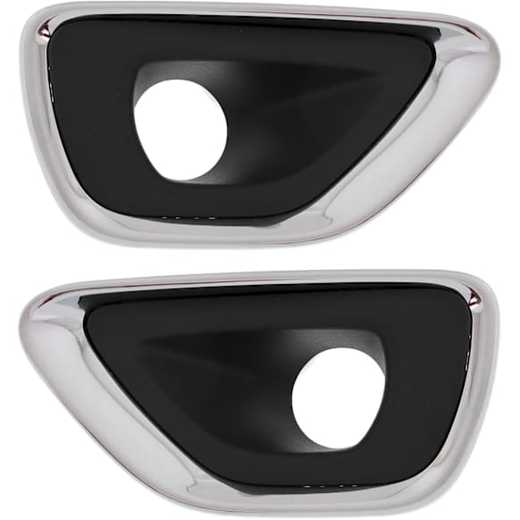 Front, Driver and Passenger Side Fog Light Trims, Black and Chrome