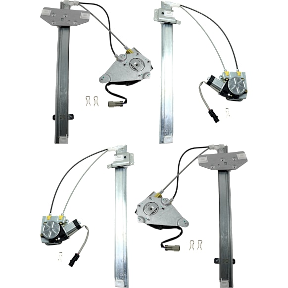 Front and Rear, Driver and Passenger Side Power Window Regulator, With Motor