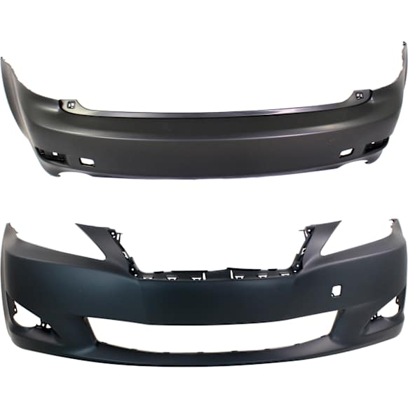 2010 Lexus IS250 Base - Front and Rear Primed Bumper Cover, For Models Without Pre-Collision System