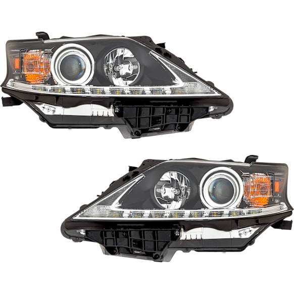 Driver and Passenger Side Headlights, with Bulbs, Halogen, For Models without HID Option, Canada Built Vehicle, with LED daytime running light