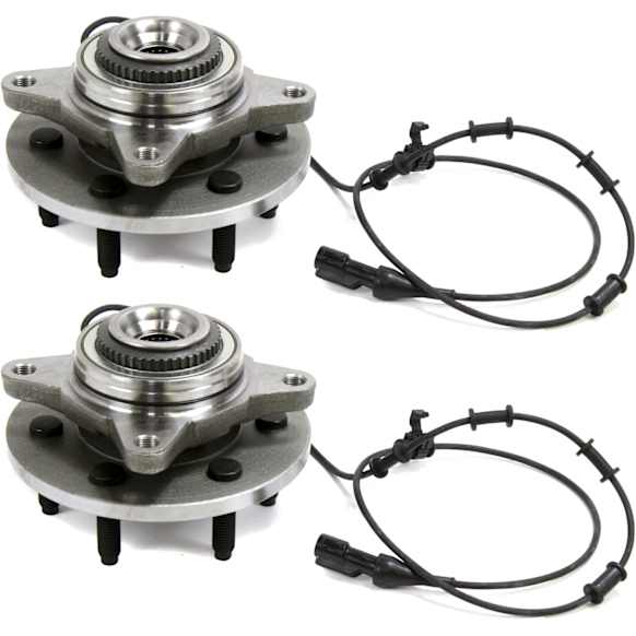 Front, Driver and Passenger Side Wheel Hub, 6 Lugs, With Bearing, With Sensor, 4WD