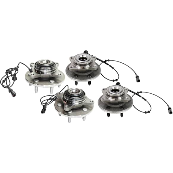 Front and Rear, Driver and Passenger Side Wheel Hub, 6 Lugs, With Bearing, With Sensor, 4WD