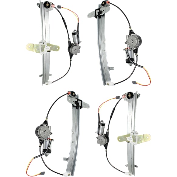 Front and Rear, Driver and Passenger Side Power Window Regulator, With Motor