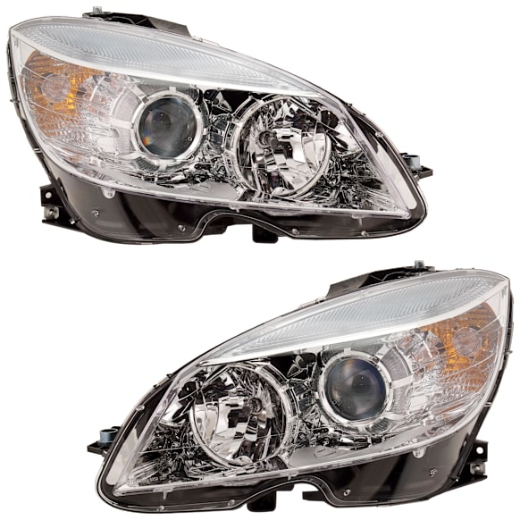 2008-2011 Mercedes Benz C300 - Driver and Passenger Side Halogen Headlight, With bulb(s), OE Replacement