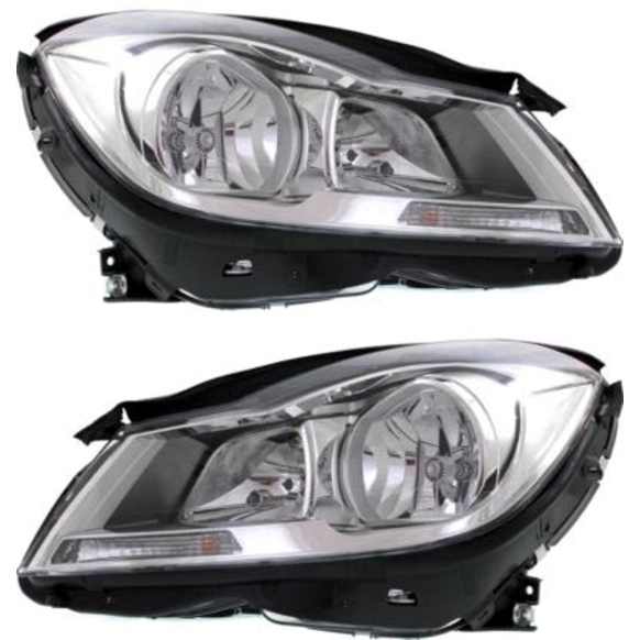 2014 Mercedes Benz C350 - Driver and Passenger Side Halogen Headlight, With bulb(s), OE Replacement, Sedan