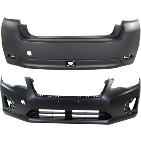 Front and Rear Primed Bumper Cover, Sedan/Hatchback, Except WRX Model