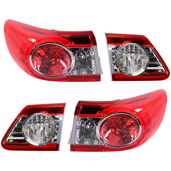 2013 Toyota Corolla - Driver and Passenger Side, Inner and Outer Halogen Tail Light, Without bulb(s), Mounts On Body, Japan Built Vehicle, OE Replacement