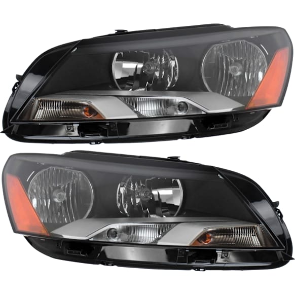 2012-2015 Volkswagen Passat - Driver and Passenger Side Headlights, with Bulbs, Halogen, Production Date From March 21 2011, CAPA Certified