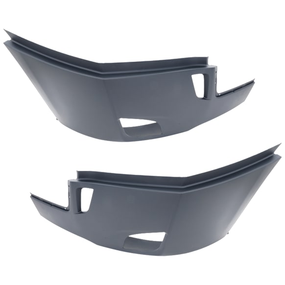 Front, Driver and Passenger Side Bumper End, Painted Gray Plastic
