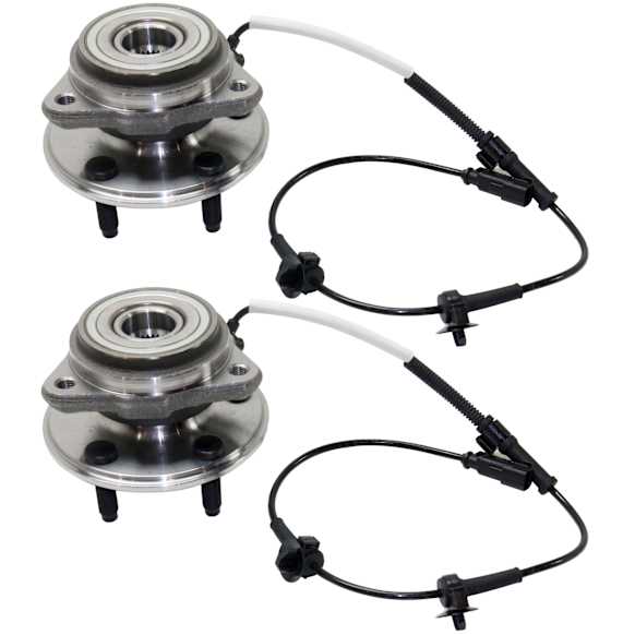 Front, Driver and Passenger Side Wheel Hub, 5 Lugs, With Bearing, With Sensor, 4WD