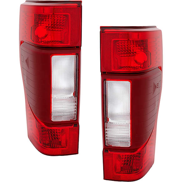2022 Ford F-250 Super Duty King Ranch - Driver and Passenger Side Halogen Tail Light, Without bulb(s), For Models With Blind Spot Detection, Clear & Red Lens, CAPA Certified