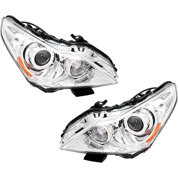Driver and Passenger Side Headlights, without Bulbs, HID/Xenon, Clear Lens, without HID Bulbs and Ballast