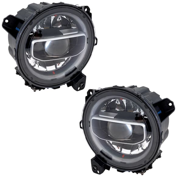 2018-2022 Jeep Wrangler - Driver and Passenger Side Headlights, With Bulbs, LED, For Models With LED Lighting Group Package