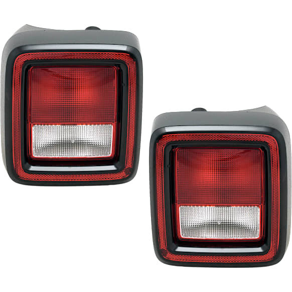 2018-2024 Jeep Wrangler - Driver and Passenger Sides Tail Lights, with Bulbs, Halogen, For Models without Blind Spot Detection