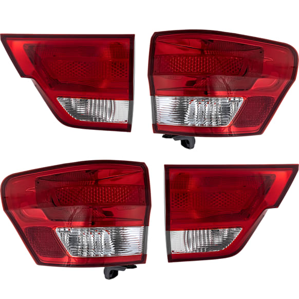 2012 Jeep Grand Cherokee - Driver and Passenger Side, Inner and Outer Halogen Tail Light, With bulb(s), Mounts on Liftgate, OE Replacement