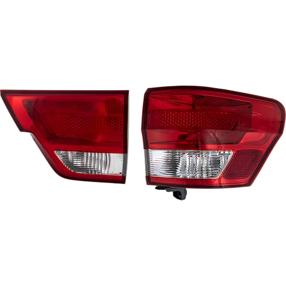 2012 Jeep Grand Cherokee Laredo X - Passenger Side, Inner and Outer Halogen Tail Light, With bulb(s), Mounts on Liftgate, OE Replacement