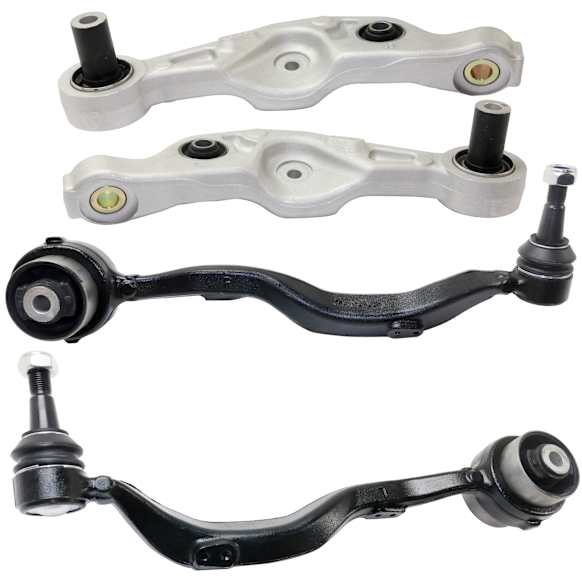 Front, Driver and Passenger Side, Lower, Frontward and Rearward Control Arms