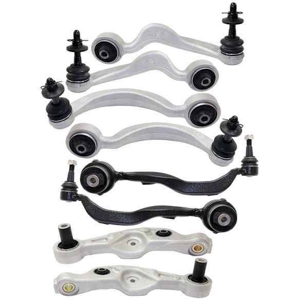 Front, Driver and Passenger Side, Upper and Lower, Frontward and Rearward Control Arms