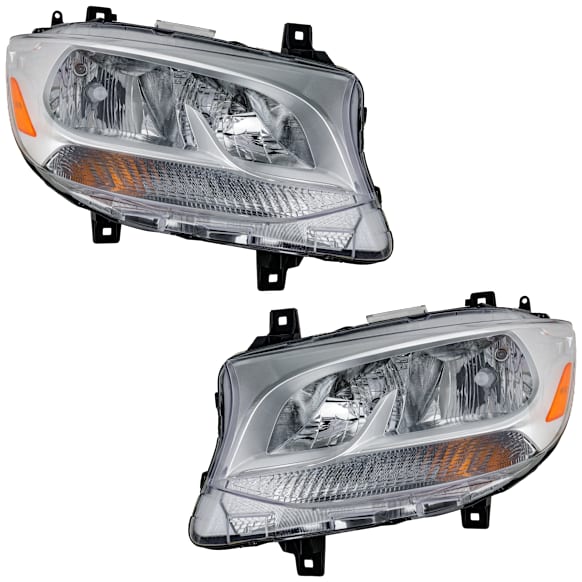 2019-2022 Mercedes Benz Sprinter 2500 - Driver and Passenger Side Headlights, with Bulbs, Halogen, Extended/Standard Cargo Van