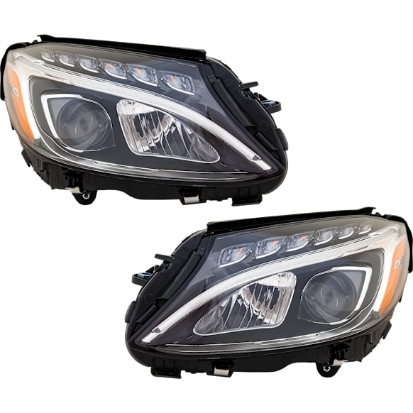 2015 Mercedes Benz C63 AMG S - Driver and Passenger Side LED Headlight, With bulb(s),  For Models Without Adaptive , OE Replacement, Sedan