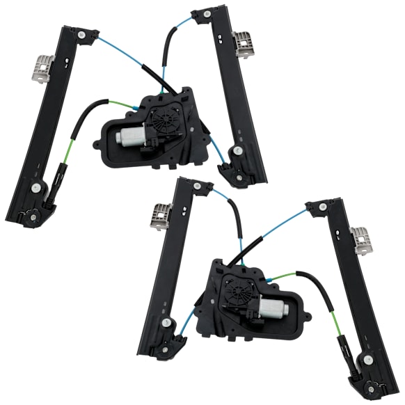 Front, Driver and Passenger Side Power Window Regulator, With Motor