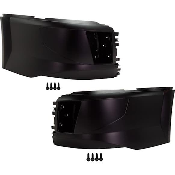 Front, Driver and Passenger Side Bumper End, Painted Black Plastic