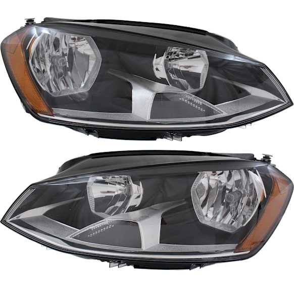 2015-2017 Volkswagen Golf Sportwagen - Driver and Passenger Side Headlights, with Bulbs, Halogen, Hatchback, Production Date From June 30 2014