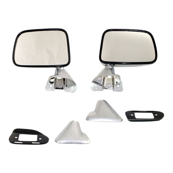 1987-1988 Toyota Pickup - Driver and Passenger Side Mirrors, Manual Adjust, Manual Folding, Non-Heated, Chrome, No Signal Light, No Memory, No Puddle Light, No Auto-Dimming, No Blind Spot Feature