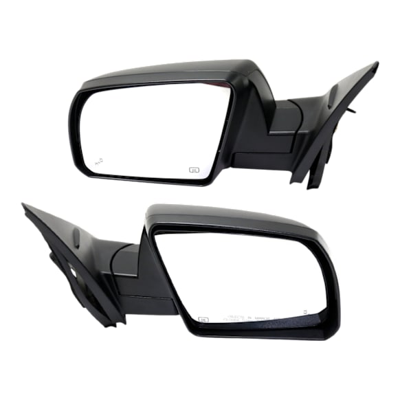 2014-2021 Toyota Tundra - Driver and Passenger Side Mirror, Power Adjust, Heated, Manual Folding, Textured Black, No Signal Light, No Memory, No Puddle Light, No Auto-Dimming, With Blind Spot Detection in Glass