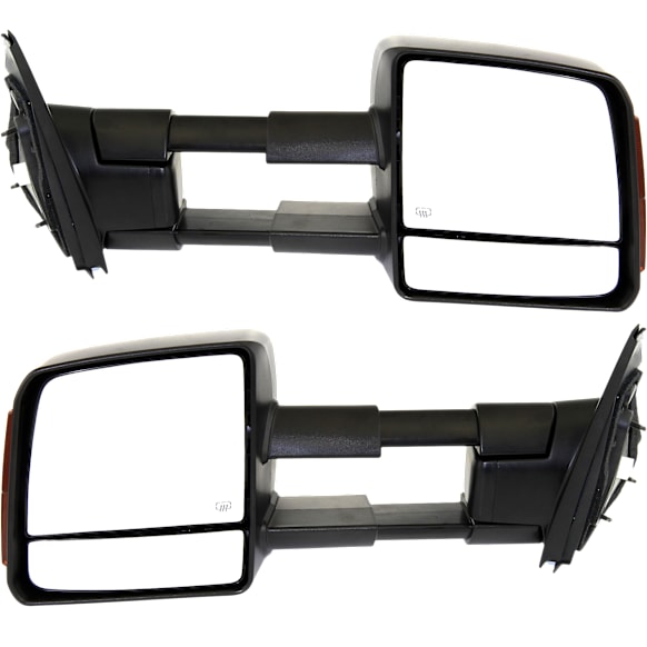 2008 Toyota Tundra - Driver and Passenger Side Towing Mirror, Power Adjust, Heated, Textured Black, Manual Folding, In-housing Signal Light, With Blind Spot Glass, No Memory, No Puddle Light, No Auto-Dimming