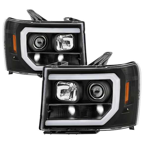 2013 GMC Sierra 3500 HD - Driver and Passenger Side Halogen Headlight, With bulb(s), Clear Lens, Black Interior, Signature Series