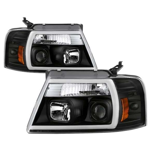 2005 Ford F-150 - Driver and Passenger Side Halogen/LED Headlight, With bulb(s), Clear Lens, Black Interior, Platinum Series