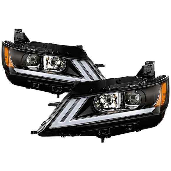 2015 Chevrolet Impala - Driver and Passenger Side Halogen/LED Headlight, With bulb(s), Halogen Models Only; Will Not Fit Xenon/HID Model, Clear Lens, Black Interior, Xtune Series