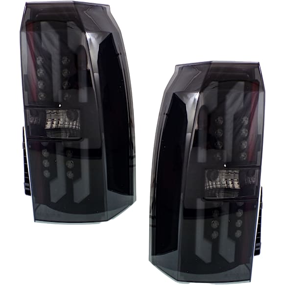 Driver And Passenger Side Tail Light, with Bulbs, LED, Smoked Lens, Black Interior