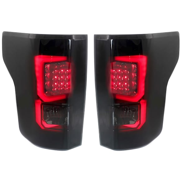 Driver and Passenger Side Tail Lights, with Bulbs, LED, Smoked Lens, Black Interior