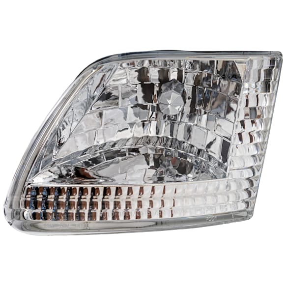 Driver and Passenger Side Headlights, without Bulb, Halogen, Clear Lens, Chrome Interior