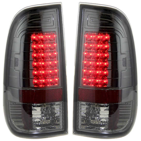 Driver and Passenger Side Tail Light, with Bulbs, LED, Smoked Lens