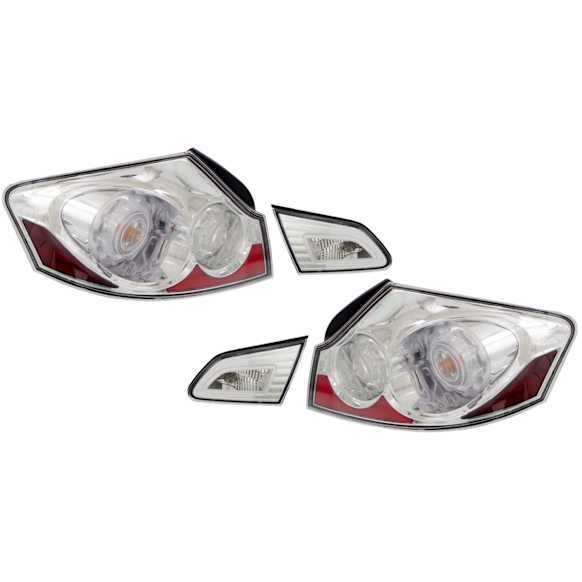 2012 Infiniti G37 X - Driver and Passenger Side Halogen Tail Light, With bulb(s), 4-Door, Sedan, Clear Lens, Chrome Interior