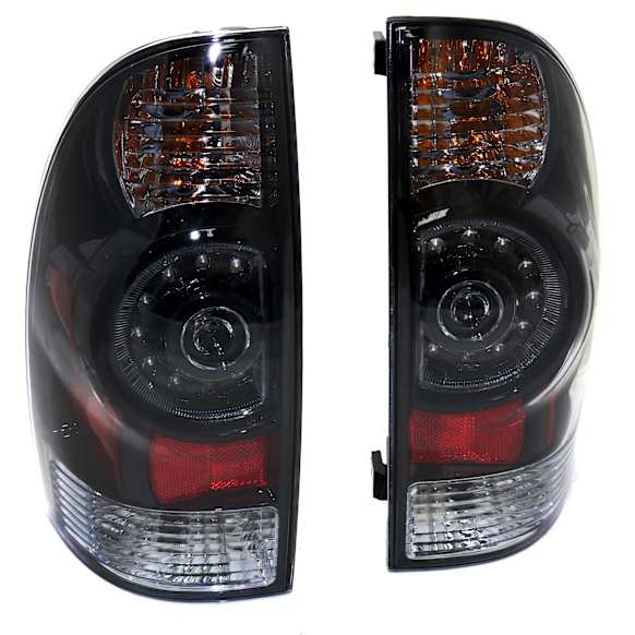 Driver and Passenger Side Tail Light, with Bulbs, LED, Clear Lens, Black Interior