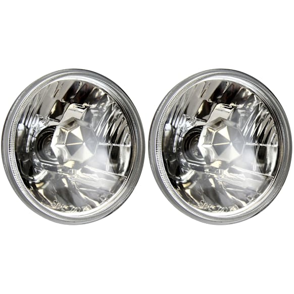 Driver and Passenger Side Headlights, with Bulbs, Halogen, 5 in. Round Conversion Headlights, H5001 Type Upgrade