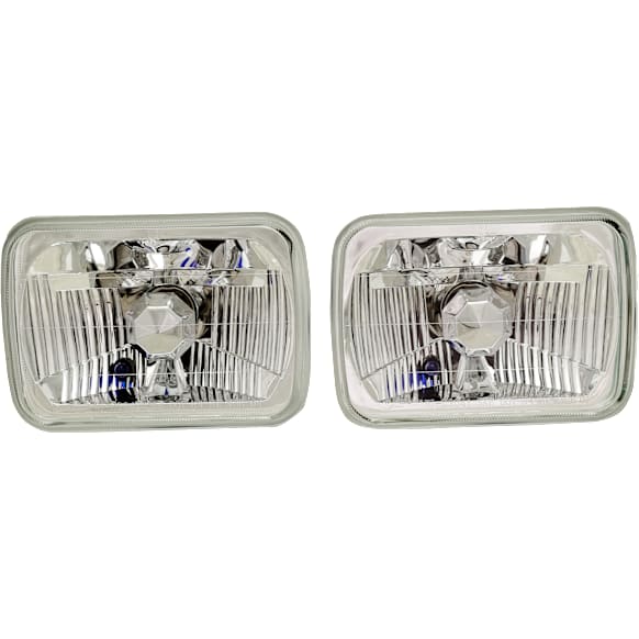 Driver and Passenger Side Headlights, with Bulbs, Halogen, Clear Lens, Composite Type, For Vehicles with Single Headlights, Upgrades Sealed Beam Type #H6054 (Hi/Lo-Beam)