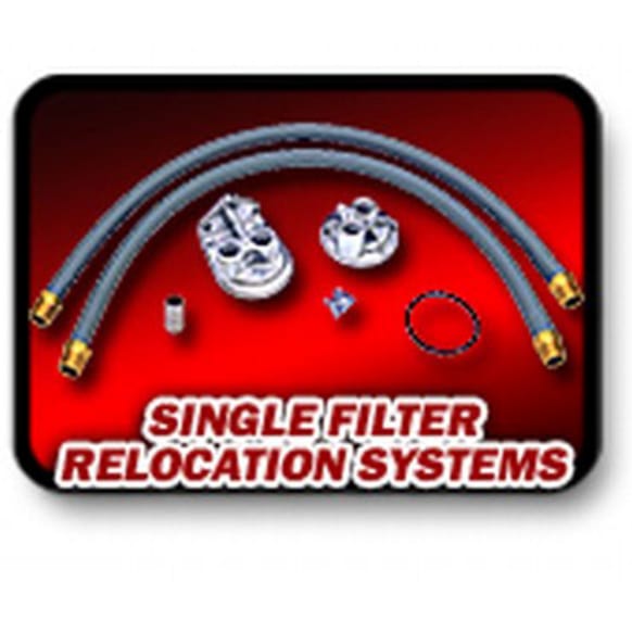 1127 Oil Filter Relocation Kit - Polished, Aluminum, Single oil filter, Direct Fit